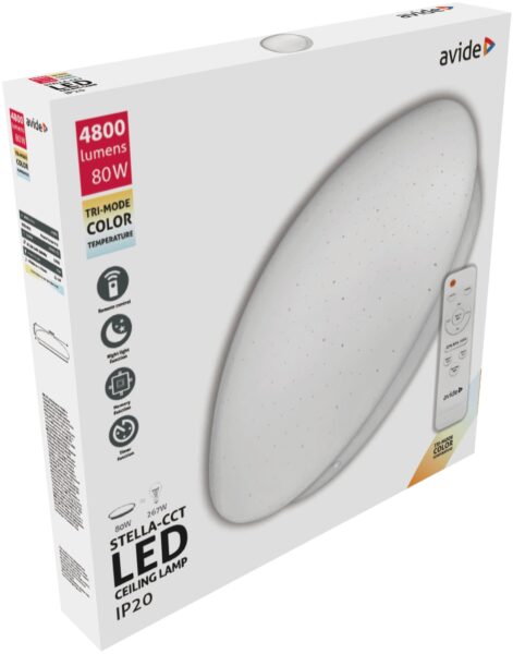 Avide LED Mennyezeti Lámpa Stella-CCT 80W (40+40) Távirányítóval | BR (SKU:ACLOCCT-80W-R-ST) Mennyezeti lámpák