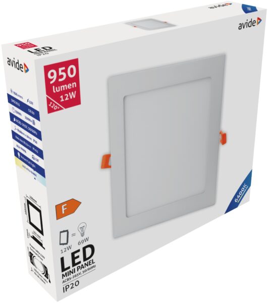 Avide LED Beépíthető Négyzetes Mennyezeti Lámpa ALU 12W CW 6400K | BR (SKU:ACRPCW-S-12W-ALU) LED panelek