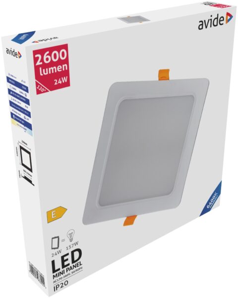 Avide LED Beépíthető Négyzetes Mennyezeti Lámpa Műanyag 24W CW 6400K | BR (SKU:ACRPCW-S-24W-PC) LED panelek Avide LED Beépíthető Négyzetes Mennyezeti Lámpa Műanyag 24W CW 6400K | BR (SKU:ACRPCW-S-24W-PC) LED panelek