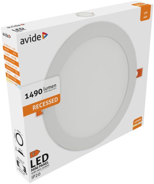 Avide LED Beépíthető Kerek Mennyezeti Lámpa ALU 18W NW 4000K | BR (SKU:ACRPNW-R-18W-ALU) LED panelek