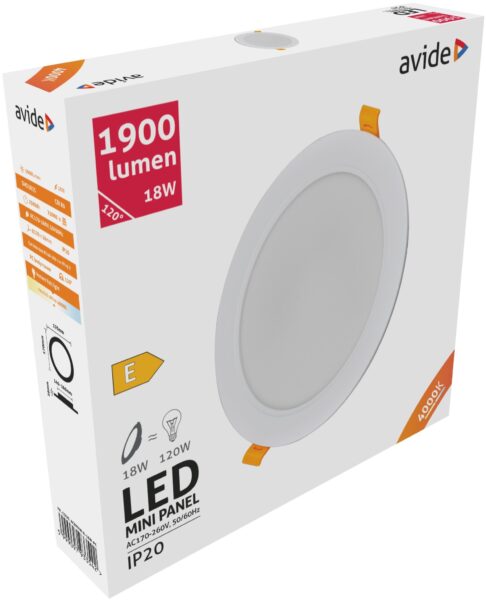 Avide LED Beépíthető Kerek Mennyezeti Lámpa Műanyag 18W NW 4000K | BR (SKU:ACRPNW-R-18W-PC) LED panelek Avide LED Beépíthető Kerek Mennyezeti Lámpa Műanyag 18W NW 4000K | BR (SKU:ACRPNW-R-18W-PC) LED panelek