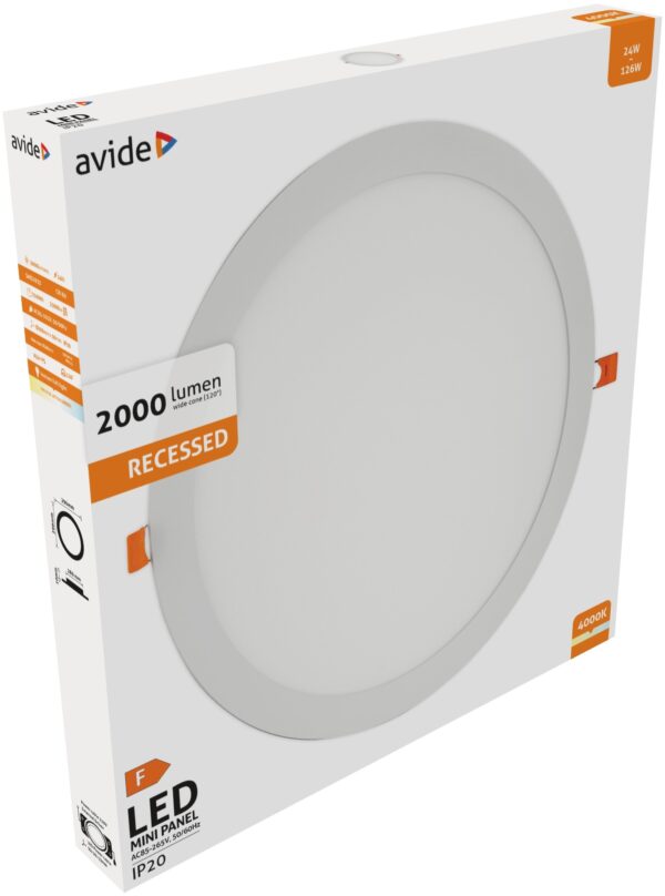 Avide LED Beépíthető Kerek Mennyezeti Lámpa ALU 24W NW 4000K | BR (SKU:ACRPNW-R-24W-ALU)