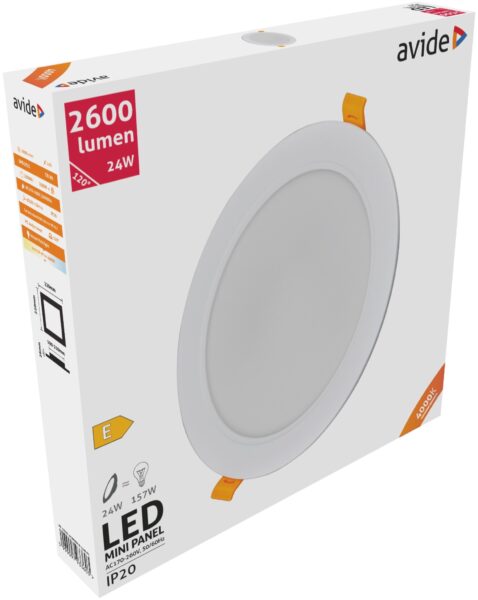 Avide LED Beépíthető Kerek Mennyezeti Lámpa Műanyag 24W NW 4000K | BR (SKU:ACRPNW-R-24W-PC) LED panelek Avide LED Beépíthető Kerek Mennyezeti Lámpa Műanyag 24W NW 4000K | BR (SKU:ACRPNW-R-24W-PC) LED panelek