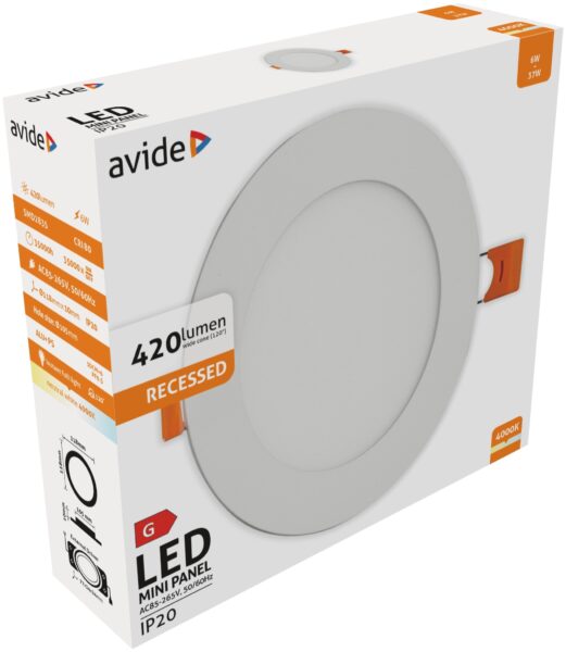 Avide LED Beépíthető Kerek Mennyezeti Lámpa ALU 6W NW 4000K | BR (SKU:ACRPNW-R-6W-ALU) LED panelek Avide LED Beépíthető Kerek Mennyezeti Lámpa ALU 6W NW 4000K | BR (SKU:ACRPNW-R-6W-ALU) LED panelek