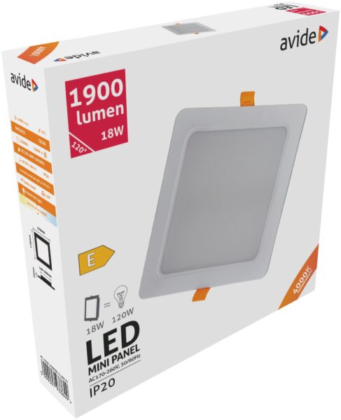Avide LED Beépíthető Négyzetes Mennyezeti Lámpa Műanyag 18W NW 4000K | BR (SKU:AMRPNW-S-18W-PC) Egyéb