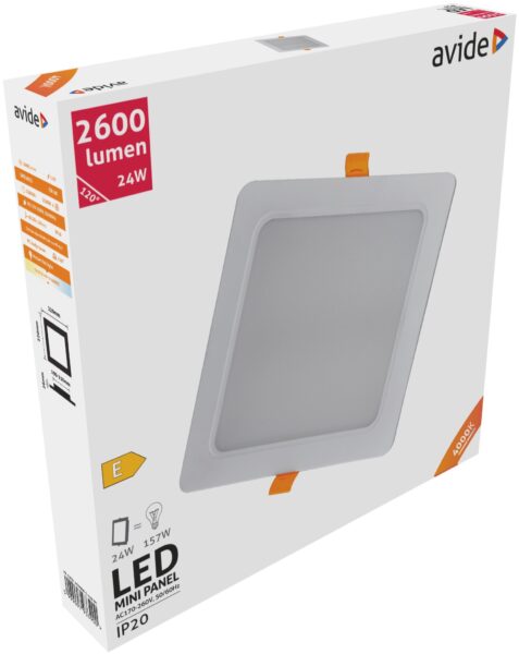 Avide LED Beépíthető Négyzetes Mennyezeti Lámpa Műanyag 24W NW 4000K | BR (SKU:AMRPNW-S-24W-PC) Négyzetes