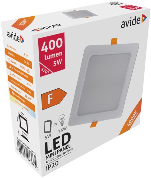 Avide LED Beépíthető Négyzetes Mennyezeti Lámpa Műanyag 5W NW 4000K | BR (SKU:ACRPNW-S-5W-PC) Importált