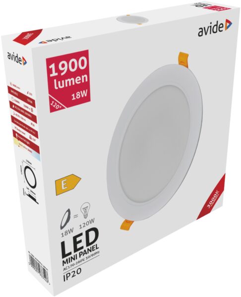 Avide LED Beépíthető Kerek Mennyezeti Lámpa Műanyag 18W WW 3000K | BR (SKU:ACRPWW-R-18W-PC) LED panelek Avide LED Beépíthető Kerek Mennyezeti Lámpa Műanyag 18W WW 3000K | BR (SKU:ACRPWW-R-18W-PC) LED panelek