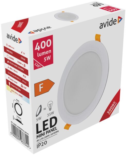 Avide LED Beépíthető Kerek Mennyezeti Lámpa Műanyag 5W WW 3000K | BR (SKU:ACRPWW-R-5W-PC) LED panelek Avide LED Beépíthető Kerek Mennyezeti Lámpa Műanyag 5W WW 3000K | BR (SKU:ACRPWW-R-5W-PC) LED panelek