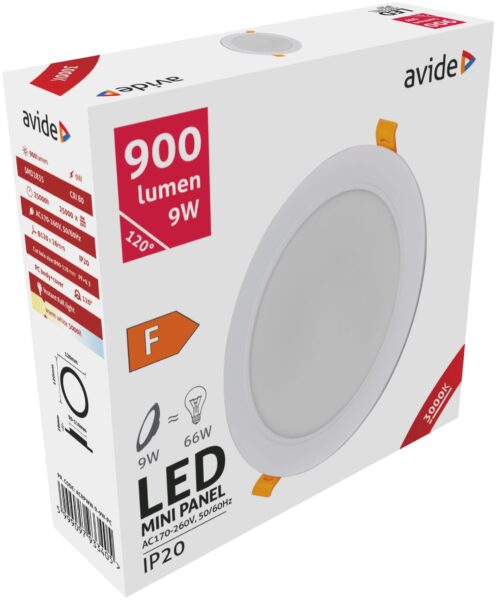 Avide LED Beépíthető Kerek Mennyezeti Lámpa Műanyag 9W WW 3000K | BR (SKU:ACRPWW-R-9W-PC) LED panelek Avide LED Beépíthető Kerek Mennyezeti Lámpa Műanyag 9W WW 3000K | BR (SKU:ACRPWW-R-9W-PC) LED panelek