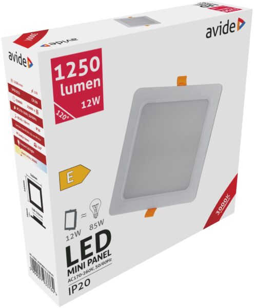 Avide LED Beépíthető Négyzetes Mennyezeti Lámpa Műanyag 12W WW 3000K | BR (SKU:ACRPWW-S-12W-PC) LED panelek Avide LED Beépíthető Négyzetes Mennyezeti Lámpa Műanyag 12W WW 3000K | BR (SKU:ACRPWW-S-12W-PC) LED panelek