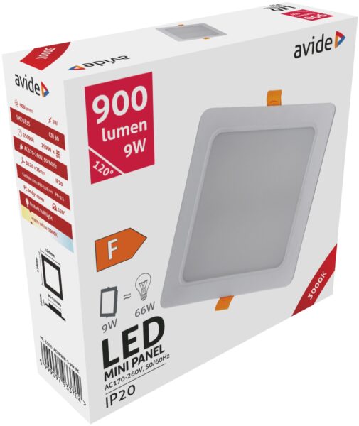 Avide LED Beépíthető Négyzetes Mennyezeti Lámpa Műanyag 9W WW 3000K | BR (SKU:ACRPWW-S-9W-PC) LED panelek Avide LED Beépíthető Négyzetes Mennyezeti Lámpa Műanyag 9W WW 3000K | BR (SKU:ACRPWW-S-9W-PC) LED panelek