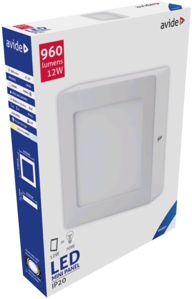 Avide LED Falra Szerelhető Négyzetes Mennyezeti Lámpa ALU 12W CW 6400K | BR (SKU:ACSMCW-S-12W-ALU) Négyzetes