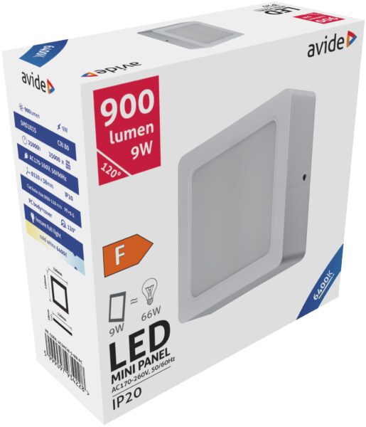 Avide LED Falra Szerelhető Négyzetes Mennyezeti Lámpa Műanyag 9W CW 6400K | BR (SKU:ACSMCW-S-9W-PC) LED panelek Avide LED Falra Szerelhető Négyzetes Mennyezeti Lámpa Műanyag 9W CW 6400K | BR (SKU:ACSMCW-S-9W-PC) LED panelek