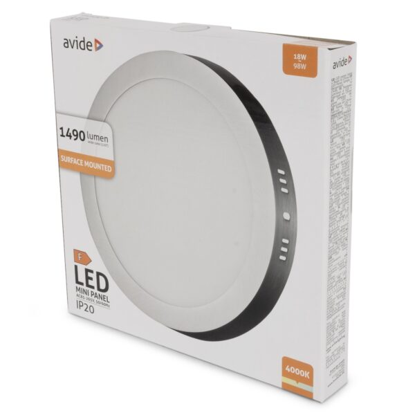 Avide LED Falra Szerelhető Kerek Mennyezeti Lámpa ALU Szatén Nikkel 18W NW 4000K | BR (SKU:ACSMNW-R-18W-ALU-SN) Kerek