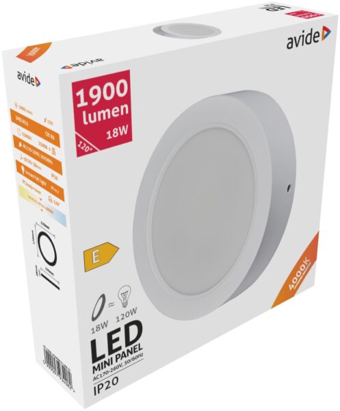 Avide LED Beépíthető Négyzetes Mennyezeti Lámpa Műanyag 18W NW 4000K | BR (SKU:ACRPNW-S-18W-PC) LED panelek