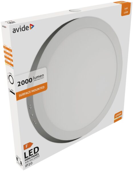 Avide LED Falra Szerelhető Kerek Mennyezeti Lámpa ALU 24W NW 4000K | BR (SKU:ACSMNW-R-24W-ALU) LED panelek