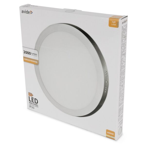 Avide LED Falra Szerelhető Kerek Mennyezeti Lámpa ALU Szatén Nikkel 24W NW 4000K | BR (SKU:ACSMNW-R-24W-ALU-SN) Kerek