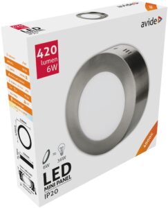 Avide LED Falra Szerelhető Kerek Mennyezeti Lámpa ALU Szatén Nikkel 6W NW 4000K | BR (SKU:ACSMNW-R-6W-ALU-SN) Kerek