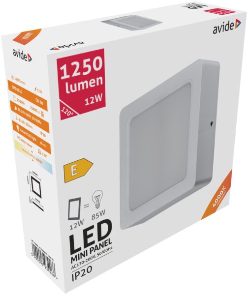 Avide LED Falra Szerelhető Négyzetes Mennyezeti Lámpa Műanyag 12W NW 4000K | BR (SKU:ACSMNW-S-12W-PC) LED panelek Avide LED Falra Szerelhető Négyzetes Mennyezeti Lámpa Műanyag 12W NW 4000K | BR (SKU:ACSMNW-S-12W-PC) LED panelek