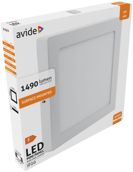 Avide LED Falra Szerelhető Négyzetes Mennyezeti Lámpa ALU 18W NW 4000K | BR (SKU:ACSMNW-S-18W-ALU) LED panelek Avide LED Falra Szerelhető Négyzetes Mennyezeti Lámpa ALU 18W NW 4000K | BR (SKU:ACSMNW-S-18W-ALU) LED panelek