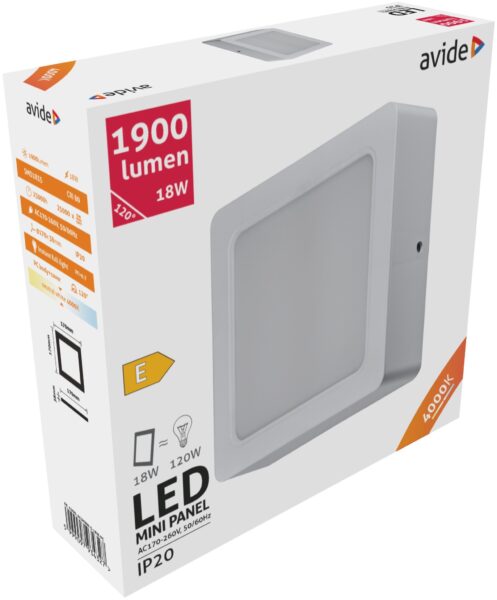 Avide LED Falra Szerelhető Négyzetes Mennyezeti Lámpa Műanyag 18W NW 4000K | BR (SKU:ACSMNW-S-18W-PC) LED panelek Avide LED Falra Szerelhető Négyzetes Mennyezeti Lámpa Műanyag 18W NW 4000K | BR (SKU:ACSMNW-S-18W-PC) LED panelek