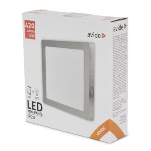 Avide LED Falra Szerelhető Négyzetes Mennyezeti Lámpa ALU Szatén Nikkel 6W NW 4000K | BR (SKU:ACSMNW-S-6W-ALU-SN) Négyzetes