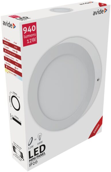 Avide LED Falra Szerelhető Kerek Mennyezeti Lámpa ALU 12W WW 3000K | BR (SKU:ACSMWW-R-12W-ALU) LED panelek