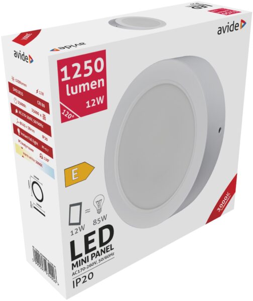 Avide LED Falra Szerelhető Kerek Mennyezeti Lámpa Műanyag 12W WW 3000K | BR (SKU:ACSMWW-R-12W-PC) LED panelek Avide LED Falra Szerelhető Kerek Mennyezeti Lámpa Műanyag 12W WW 3000K | BR (SKU:ACSMWW-R-12W-PC) LED panelek