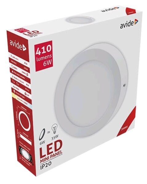Avide LED Falra Szerelhető Kerek Mennyezeti Lámpa ALU 6W WW 3000K | BR (SKU:ACSMWW-R-6W-ALU) Kerek