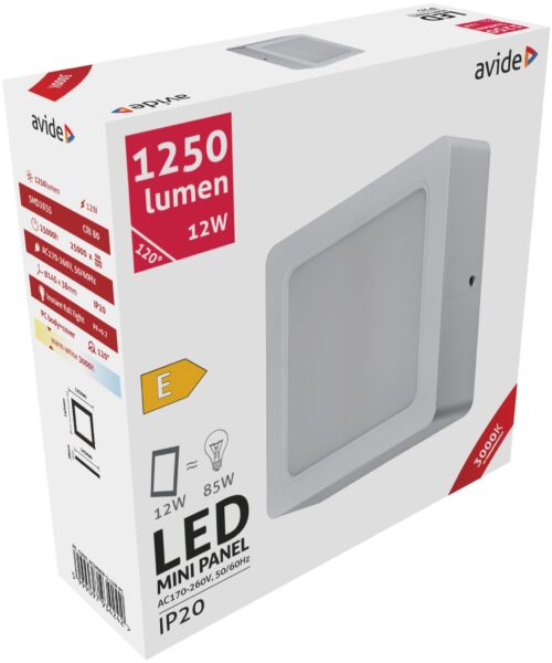 Avide LED Falra Szerelhető Négyzetes Mennyezeti Lámpa Műanyag 12W WW 3000K | BR (SKU:ACSMWW-S-12W-PC) LED panelek Avide LED Falra Szerelhető Négyzetes Mennyezeti Lámpa Műanyag 12W WW 3000K | BR (SKU:ACSMWW-S-12W-PC) LED panelek