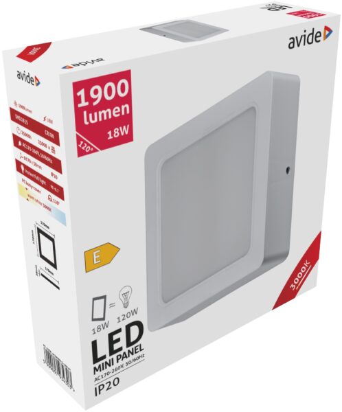 Avide LED Falra Szerelhető Négyzetes Mennyezeti Lámpa Műanyag 18W WW 3000K | BR (SKU:ACSMWW-S-18W-PC) LED panelek Avide LED Falra Szerelhető Négyzetes Mennyezeti Lámpa Műanyag 18W WW 3000K | BR (SKU:ACSMWW-S-18W-PC) LED panelek