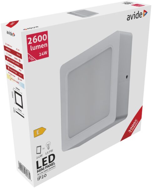 Avide LED Falra Szerelhető Négyzetes Mennyezeti Lámpa Műanyag 24W WW 3000K | BR (SKU:ACSMWW-S-24W-PC) Négyzetes Avide LED Falra Szerelhető Négyzetes Mennyezeti Lámpa Műanyag 24W WW 3000K | BR (SKU:ACSMWW-S-24W-PC) Négyzetes