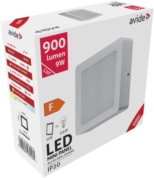 Avide LED Falra Szerelhető Négyzetes Mennyezeti Lámpa Műanyag 9W WW 3000K | BR (SKU:ACSMWW-S-9W-PC) LED panelek Avide LED Falra Szerelhető Négyzetes Mennyezeti Lámpa Műanyag 9W WW 3000K | BR (SKU:ACSMWW-S-9W-PC) LED panelek
