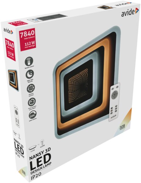Avide Design Mennyezeti Lámpa Nansy-3D 112W(56+56) RF Távirányítóval *Sérült Csomagolás* | BR (SKU:ADO3S-112W-NAN3D-2.4G-SCS) Mennyezeti lámpák Avide Design Mennyezeti Lámpa Nansy-3D 112W(56+56) RF Távirányítóval *Sérült Csomagolás* | BR (SKU:ADO3S-112W-NAN3D-2.4G-SCS) Mennyezeti lámpák