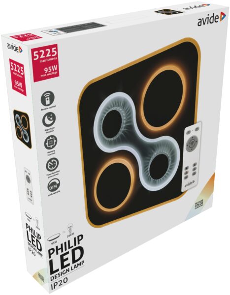 Avide Design Mennyezeti Lámpa Philip 95W(47,5+47,5) RF Távirányítóval | BR (SKU:ADO3S-95W-PHI-2.4G) Mennyezeti lámpák Avide Design Mennyezeti Lámpa Philip 95W(47,5+47,5) RF Távirányítóval | BR (SKU:ADO3S-95W-PHI-2.4G) Mennyezeti lámpák