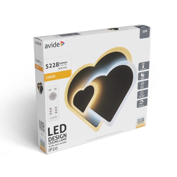 Avide Design Mennyezeti Lámpa Yvette 90W(45+45) RF Távirányítóval | BR (SKU:ADO3S-YV-2.4G) Mennyezeti