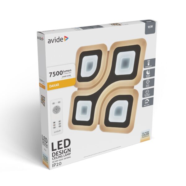 Avide Design Mennyezeti Lámpa Dakar 95W(47.5+47.5) RF Távirányítóval | BR (SKU:ADO3S-DAK-2.4G) Mennyezeti