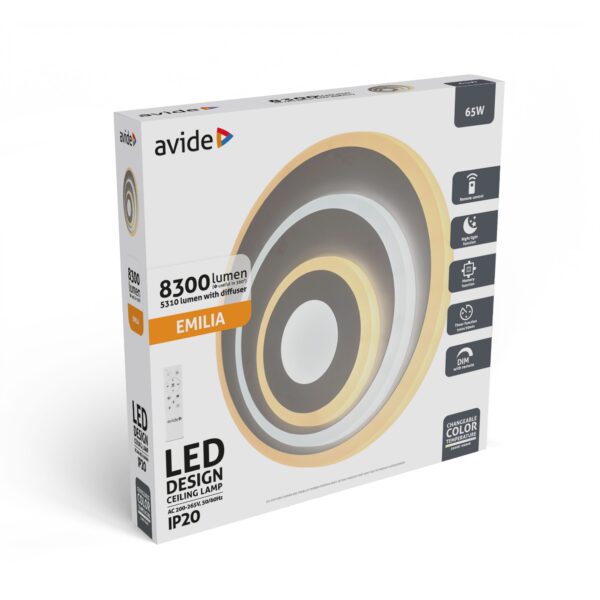 Avide Design Mennyezeti Lámpa Emilia 65W RF Távirányítóval | BR (SKU:ADO3S-EMI-2.4G) Mennyezeti Avide Design Mennyezeti Lámpa Emilia 65W RF Távirányítóval | BR (SKU:ADO3S-EMI-2.4G) Mennyezeti