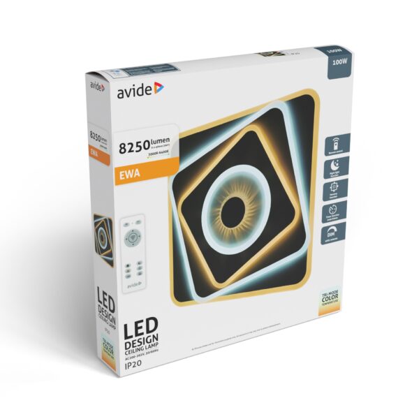 Avide Design Mennyezeti Lámpa Brees 90W (45+45) RF Távirányítóval | BR (SKU:ADO3S-BRE-2.4G) Mennyezeti