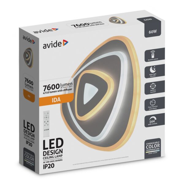 Avide Design Mennyezeti Lámpa Ida 60W RF Távirányítóval | BR (SKU:ADO3S-IDA-2.4G) Mennyezeti Avide Design Mennyezeti Lámpa Ida 60W RF Távirányítóval | BR (SKU:ADO3S-IDA-2.4G) Mennyezeti