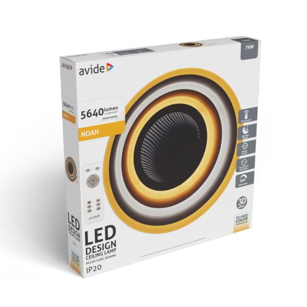 Avide Design Mennyezeti Lámpa Yvette 90W(45+45) RF Távirányítóval | BR (SKU:ADO3S-YV-2.4G) Mennyezeti