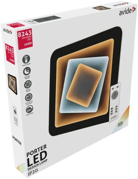 Avide Design Mennyezeti Lámpa Porter 106W(53+53) RF Távirányítóval | BR (SKU:ADO3S-POR-2.4G) Mennyezeti lámpák