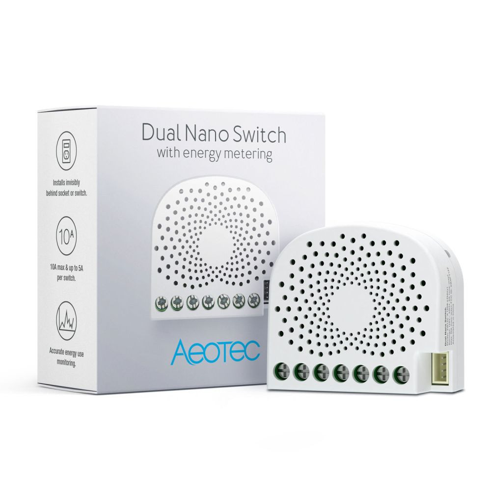 Aeotec Dual Nano Switch with Power Metering Aeotec ZW132 Aeotec Dual Nano Switch with Power Metering Aeotec ZW132