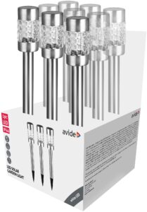 Avide Kerti Szolár Lámpa 57cm Rozsdamentes acél Mozaik Üveg 1 LED 9/kínáló | BR (SKU:AGSL-SS1LC57) Fémházas egyszerű