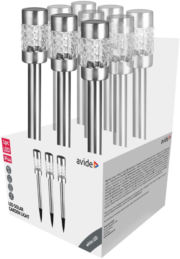 Avide Kerti Szolár Lámpa 57cm Rozsdamentes acél Mozaik Üveg 1 LED 9/kínáló | BR (SKU:AGSL-SS1LC57) Fémházas egyszerű
