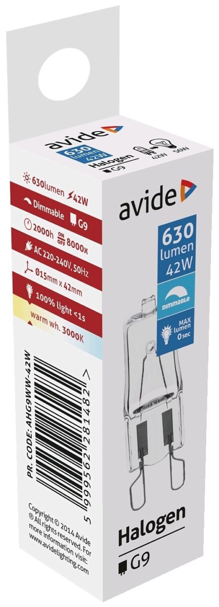 Avide Halogén G9 42W 2000h | BR (SKU:AHG9WW-42W-B) Kapszula