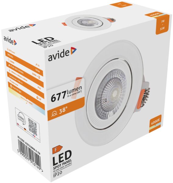 Avide LED Beépíthető Spot 38° Kerek 7W NW 4000K | BR (SKU:ALDLS38NW-R-7W) Spotlámpák