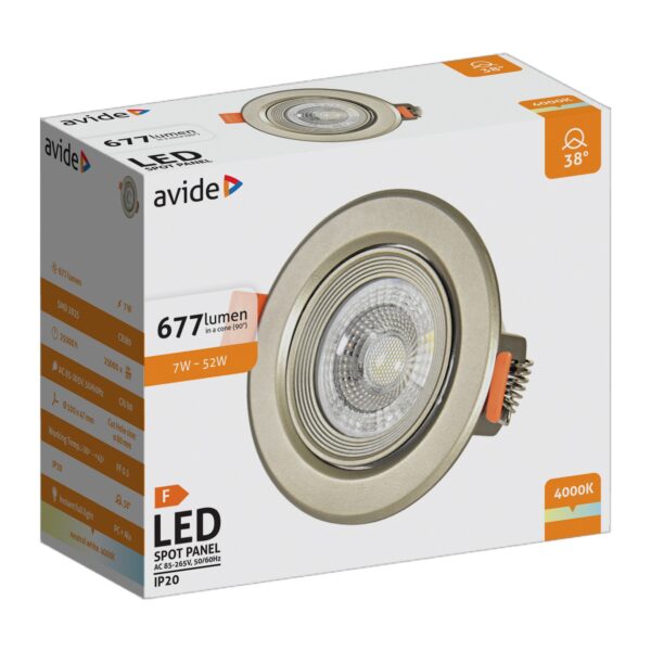 Avide LED Beépíthető Spot 38° Kerek Szatén 7W NW 4000K | BR (SKU:ALDLS38NW-R-7W-S) Egyéb