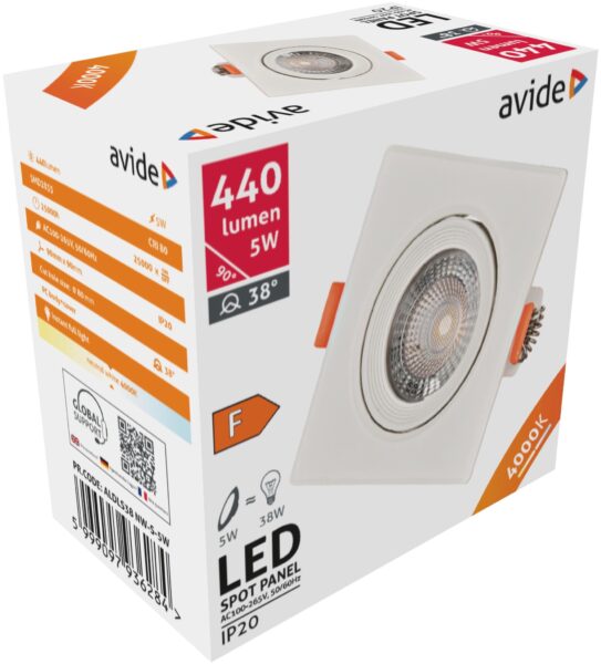 Avide LED Beépíthető Spot 38° Négyzetes 5W NW 4000K | BR (SKU:ALDLS38NW-S-5W) Spotlámpák Avide LED Beépíthető Spot 38° Négyzetes 5W NW 4000K | BR (SKU:ALDLS38NW-S-5W) Spotlámpák
